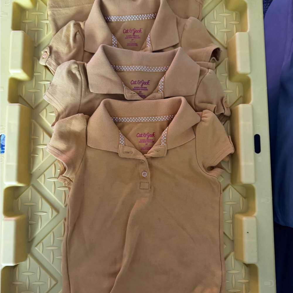 2/$30 -3 pack Cat & Jack Girls Gold Polos